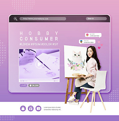 PSD 편집이미지 손 여자 미술 한명 성인 취미 신체부위 보라색 한국인 붓 그리기 이젤 그림 댓글 동영상 공유 소셜네트워크 해시태그 하비슈머 이미지편집 1 라이프스타일 컬러 모션 문화예술 사람 동양인 미술도구 특수문자 합성어 파일형식