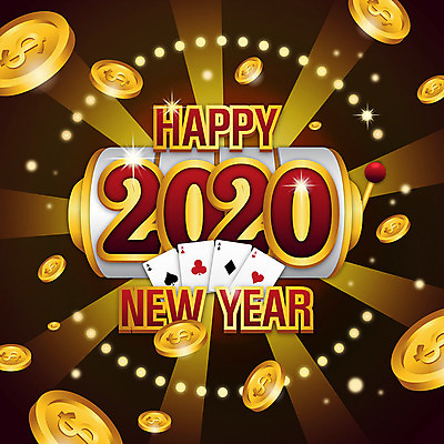 일러스트 새해 사람없음 숫자 동전 금색 포커 룰렛 잭팟 2020년 경자년 국내일러스트 AI파일 문자 컬러 돈 게임 트럼프 연도 파일형식 벡터