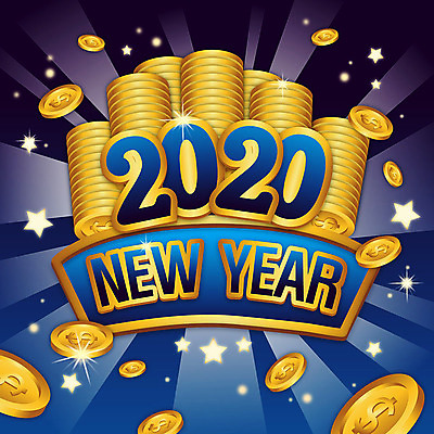 일러스트 새해 사람없음 숫자 동전 금색 카지노 잭팟 2020년 경자년 국내일러스트 AI파일 문자 컬러 돈 도박 연도 파일형식 벡터