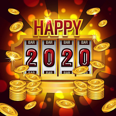 일러스트 새해 사람없음 숫자 동전 금색 룰렛 잭팟 2020년 경자년 국내일러스트 AI파일 문자 컬러 돈 게임 연도 파일형식 벡터