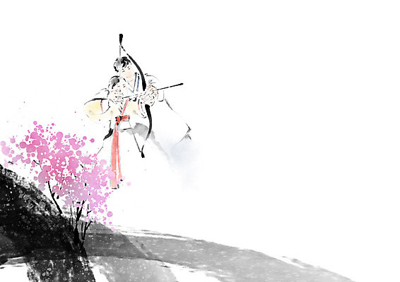 PSD 한국전통 부부 여자 남자 일러스트 캘리그라피 붓터치 화살 두명 전통놀이 한복 동양화 즐거움 활 번짐 국궁 국내일러스트 전통 커플 감정 놀이 한국 미술 사람 전통의상 전통무술 파일형식 효과