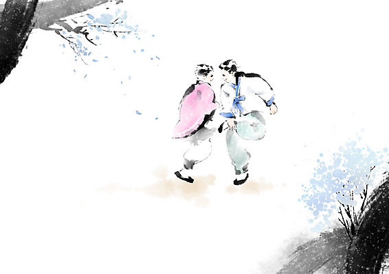 PSD 한국전통 남자 어린이 일러스트 캘리그라피 붓터치 두명 친구 전통놀이 한복 동양화 즐거움 번짐 닭싸움 소년만 국내일러스트 전통 감정 관계 놀이 한국 미술 사람 전통의상 싸움 남자만 어린이만 파일형식 효과