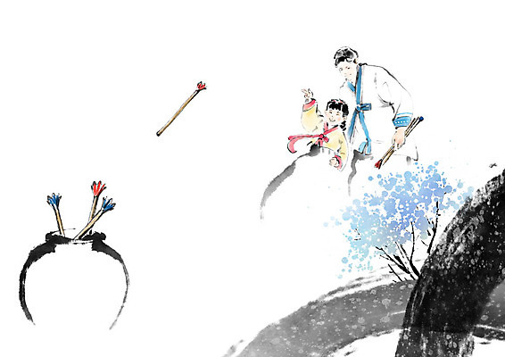 PSD 한국전통 여자 남자 어린이 일러스트 캘리그라피 붓터치 성인 두명 전통놀이 항아리 던지기 한복 동양화 즐거움 번짐 투호 부녀 국내일러스트 전통 딸 감정 가족 모션 놀이 한국 미술 사람 도자기 아빠 전통의상 파일형식 효과