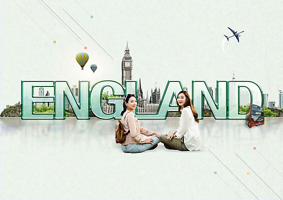 PSD 편집이미지 영어 여자 여행 영국 비행기 사람 20대 성인 타이포그라피 두명 초록색 한국인 열기구 즐거움 빅벤 이층버스 랜드마크 성인여자만 이미지편집 문자 감정 유럽 컬러 항공교통 버스 대중교통 동양인 청년 시계탑 런던 여자만 성인만 파일형식