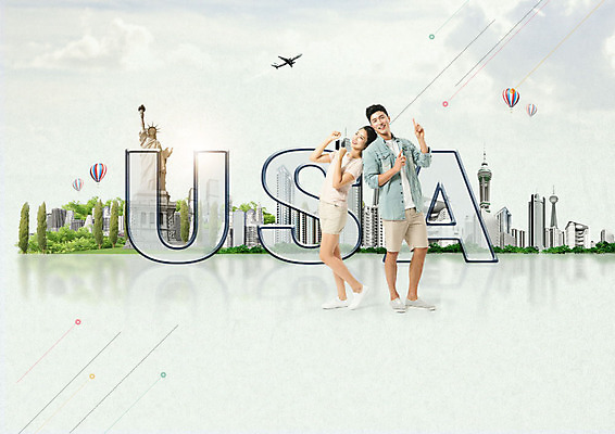 PSD 편집이미지 커플 영어 여자 남자 여행 비행기 사람 성인 타이포그라피 두명 30대 파란색 미국 한국인 열기구 즐거움 자유의여신상 랜드마크 성인만 이미지편집 문자 감정 컬러 북아메리카 관계 항공교통 대중교통 동양인 장년 세계문화유산 파일형식