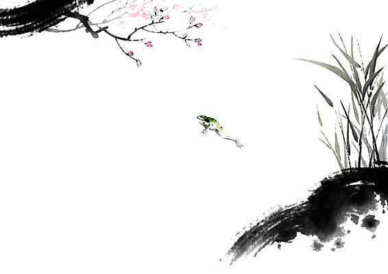 PSD 나무 계절 꽃 일러스트 캘리그라피 붓터치 개구리 사람없음 새싹 점프 봄 나뭇가지 절기 동양화 꽃봉오리 번짐 경칩 국내일러스트 식물 모션 양서류 미술 파일형식 효과