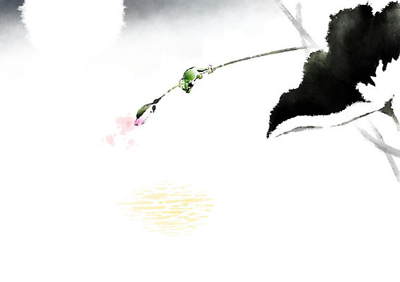 PSD 계절 줄기 일러스트 캘리그라피 붓터치 연꽃 개구리 그림자 사람없음 반사 봄 달 절기 동양화 연잎 꽃봉오리 번짐 경칩 국내일러스트 자연요소 식물 꽃 잎 양서류 미술 파일형식 효과