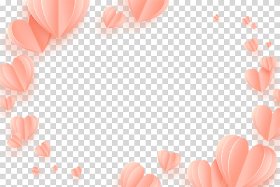 편집 편집이미지 종이 분홍색 프레임 누끼 사람없음 하트 페이퍼아트 PNG 편집소스 모양 컬러 파일형식