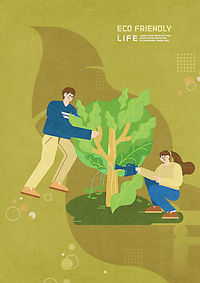 PSD 식물 여자 남자 잎 일러스트 두명 초록색 새싹 환경 흙 물뿌리개 그린에너지 에코 친환경 에코라이프 심기 그린슈머 국내일러스트 라이프스타일 컬러 모션 사람 에너지 파일형식