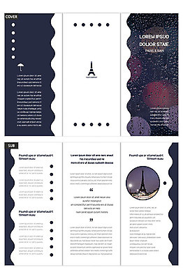 템플릿 표지디자인 표지 ZIP 내지 리플렛 여행 3단접지 팜플렛 사람없음 프랑스 비 에펠탑 남색 파리_프랑스 인디자인 INDD 이미지템플릿 자연요소 유럽 컬러 날씨 파리 랜드마크 파일형식