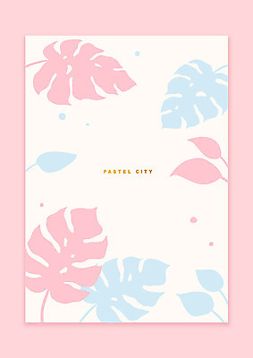 포스터 분홍색 백그라운드 잎 일러스트 프레임 사람없음 봄 포근함 몬스테라 파스텔톤 보테니컬아트 봄배경 국내일러스트 AI파일 식물 계절 컬러 감각 파일형식 벡터