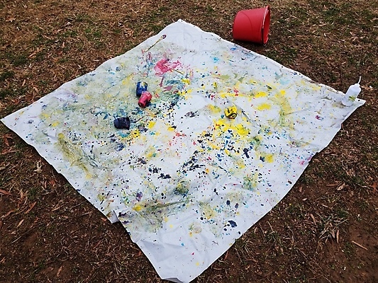 포토 JPG 해외이미지 잔디 사람없음 야외 컵 빨간색 페인트 흰색 붓 그리기 플라스틱 양동이 그림 페인트붓 해외포토 식물 식기 컬러 모션 재질 파일형식 이미지허브