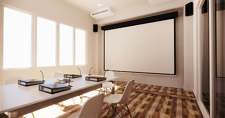 포토 JPG 해외이미지 의자 창문 실내 사람없음 인테리어 사무실 3D 에어컨 책상 마이크 회의실 파일 롤스크린 베이지색 미니멀 해외포토 디자인 컬러 음향기기 가구 비즈니스 내부 스크린 가전제품 디지털합성 파일형식 이미지허브