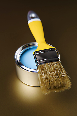 포토 JPG 해외이미지 실내 사람없음 페인트 페인트통 페인트붓 노란배경 해외포토 백그라운드 통 내부 노란색 붓 파일형식 이미지허브