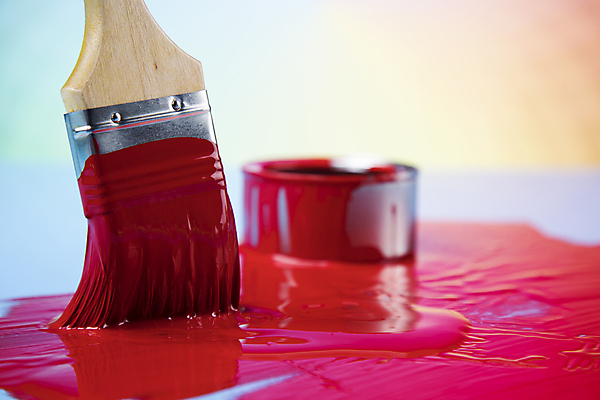 포토 JPG 해외이미지 실내 사람없음 빨간색 페인트 파란배경 페인트통 페인트붓 해외포토 컬러 백그라운드 통 내부 파란색 붓 파일형식 이미지허브