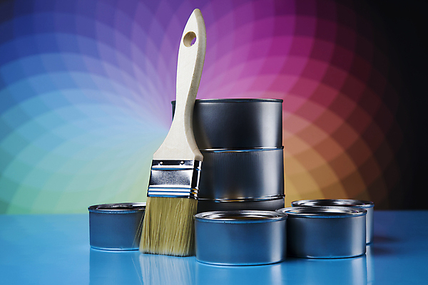 포토 JPG 해외이미지 실내 사람없음 페인트 파란배경 페인트통 페인트붓 해외포토 백그라운드 통 내부 파란색 붓 파일형식 이미지허브