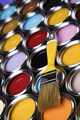 포토 JPG 해외이미지 실내 사람없음 페인트 가득함 페인트통 페인트붓 해외포토 통 내부 붓 파일형식 이미지허브