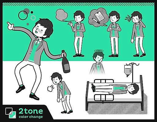 EPS 해외이미지 전신 남자 포즈 일러스트 술병 흡연 담배 정장 여러명 성인 초록색 세트 검은색 죽음 직장인 유령 만취 음주 담배연기 병원침대 술취함 흡연자 성인남자만 해외일러스트 직업 옷 컬러 다수 병_용기 주류 사람 침대 연기 남자만 성인만 파일형식 벡터 이미지허브