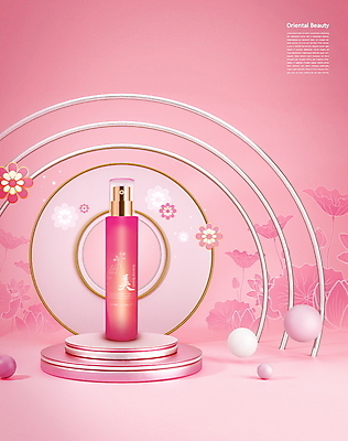 PSD 편집이미지 꽃 분홍색 연꽃 사람없음 뷰티 한의학 오리엔탈 원형 피부관리 스킨케어 단상 기초화장품 동양적 입체도형 포디움 이미지편집 도형 식물 컬러 의학 화장품 무대 입체 파일형식