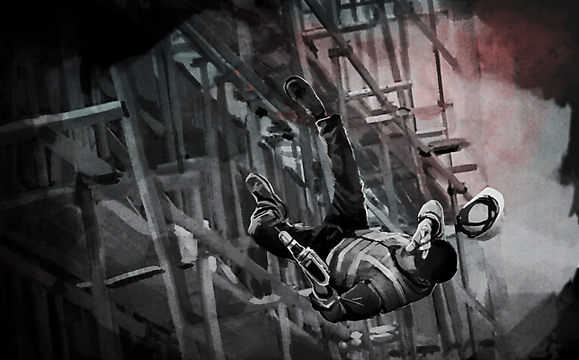 전신 PSD 남자 일러스트 한명 들기 성인 건설현장 떨어짐 안전모 위험 사건 안전사고 추락사고 산업재해 사고현장 전동드릴 성인남자한명만 건설근로자 국내일러스트 직업 1 산업 컨셉 모션 건설업 안전 사람 헬멧 안전장비 드릴 재해 남자한명만 성인남자만 파일형식