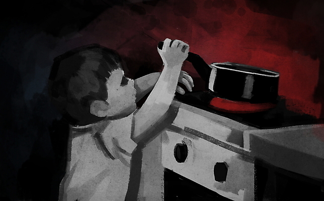 PSD 남자 어린이 일러스트 불 한명 들기 소년 상반신 만지기 가스레인지 냄비 위험 사건 안전사고 사고현장 어린이안전 전기렌지 화상 소년한명만 국내일러스트 자연요소 1 컨셉 모션 안전 사람 가전제품 레인지 상처 솥 남자한명만 소년만 파일형식