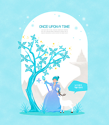 전신 PSD 나무 드레스 여자 하늘색 겨울 일러스트 동화 사슴 산 눈꽃 한명 서기 들기 성인 얼음 성 마법 여왕 마법지팡이 성인여자한명만 동심 국내일러스트 자연요소 식물 1 건축물 옷 계절 포유류 모션 눈_날씨 사람 파란색 여자한명만 성인여자만 파일형식