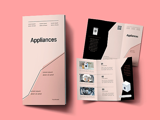 템플릿 표지디자인 손 표지 내지 리플렛 분홍색 가사 3단접지 팜플렛 신체부위 검은색 가전제품 빨래 QR코드 넣기 드럼세탁기 빨랫감 인디자인 INDD 이미지템플릿 컬러 모션 사람 세탁기 파일형식
