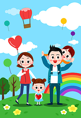 전신 나무 구름 여자 남자 꽃 행복 어린이 무지개 일러스트 가족 하늘 가족애 서기 소녀 소년 초원 여러명 성인 화목 열기구 하트 잡기 목말 즐거움 하트풍선 풍선 국내일러스트 AI파일 자연요소 모양 식물 감정 다수 컨셉 관계 항공교통 모션 사랑 사람 파일형식 벡터