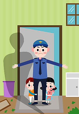 전신 여자 남자 어린이 일러스트 창문 팔벌리기 술병 집안 그림자 서기 소녀 소년 성인 세명 쓰레기통 수비 경찰 무서움 아동학대 현관문 서랍장 토끼인형 가정폭력 깨짐 아동보호 국내일러스트 AI파일 직업 감정 인형 가구 컨셉 모션 병_용기 주류 실내 사람 문 토끼 폭력 보호 학대 파일형식 벡터