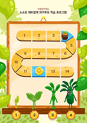PSD 나무 식물 어린이교육 화분 잎 일러스트 나뭇잎 사람없음 연두색 새싹 칠판 계획표 금화 식물캐릭터 숫자판 단계 성장과정 번호판 자기주도학습 국내일러스트 일러캐릭터 캐릭터 교육 초록색 학습 숫자 황금 계획 과정 파일형식