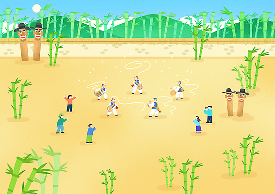 전신 PSD 여자 남자 일러스트 산 서기 들기 여러명 성인 스마트폰 담장 노란색 풍물놀이 대나무 북 장구 장승 징 꽹과리 상모 농악대 농악대모자 상모돌리기 성인만 국내일러스트 나무 모자_잡화 컬러 다수 모션 타악기 국악기 국악 사람 핸드폰 스마트기기 파일형식