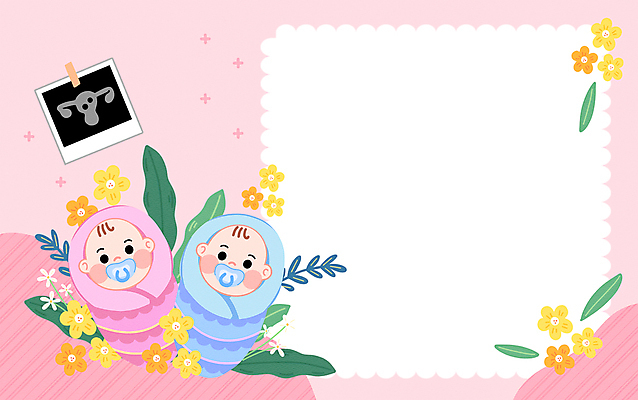 전신 PSD 여자 남자 꽃 딸 행복 아들 분홍색 잎 일러스트 프레임 두명 임산부 임신 아기 출산 노리개젖꼭지 쌍둥이 초음파사진 포대기 아기만 국내일러스트 식물 감정 컬러 가족 사람 아기용품 파일형식