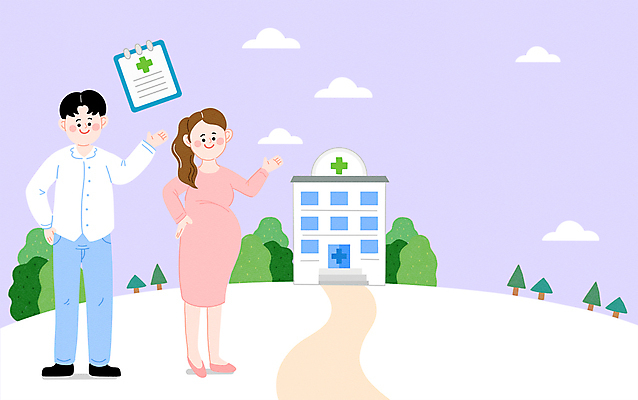 전신 PSD 구름 부부 여자 남자 행복 일러스트 남편 안내 서기 미소 성인 두명 보라색 임산부 임신 가리킴 아내 산부인과 건강검진 성인만 국내일러스트 자연요소 커플 감정 컬러 모션 표정 병원 사람 손짓 검사_조사 파일형식