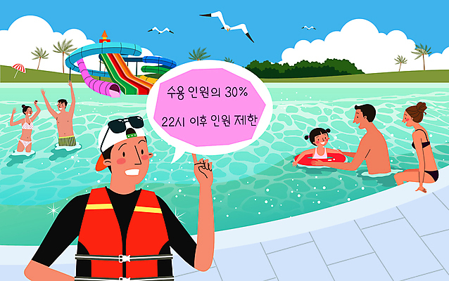 전신 구름 모자 여자 남자 수영복 어린이 말풍선 일러스트 가족 물놀이 갈매기 안내 수영장 세마리 설명 앉기 소녀 여러명 상반신 성인 선글라스 야자수 가리킴 잡기 놀이기구 구명조끼 튜브 워터슬라이드 워터파크 코로나바이러스 사회적거리두기 포스트코로나 델타변이바이러스 위드코로나 국내일러스트 AI파일 자연요소 나무 잡화 옷 안경 캠페인 다수 관계 모션 놀이 조류 3 사람 손짓 바이러스 사회이슈 구조용품 파일형식 벡터