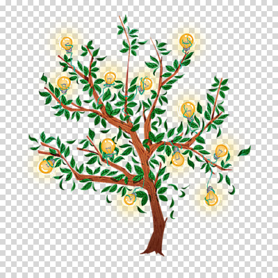 나무 편집 편집이미지 생각 전구 나뭇잎 아이디어 누끼 사람없음 빛 PNG 편집소스 식물 컨셉 잎 파일형식