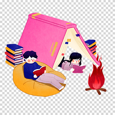 전신 편집 편집이미지 여자 남자 어린이 엎드리기 휴식 텐트 들기 누끼 앉기 소녀 상반신 성인 두명 책 독서 쌓기 기댐 캠핑 모닥불 힐링 PNG 책더미 편집소스 빈백 생활용품 컨셉 모션 불 레저 캠핑도구 사람 무더기 파일형식