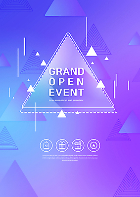 PSD 편집이미지 별 패턴 이벤트 타이포그라피 사람없음 선물상자 꼬리표 보라색 삼각형 오픈행사 이미지편집 자연요소 도형 문자 컬러 무늬 선물 상자 라벨 오픈 파일형식