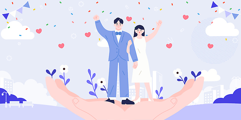 전신 구름 손 커플 여자 남자 꽃 행복 결혼 일러스트 신혼부부 결혼식 사랑 서기 성인 두명 신체부위 팔짱 보라색 하트 축하 손인사 꽃가루 가랜드 신랑신부 성인만 국내일러스트 AI파일 자연요소 모양 식물 부부 감정 신부_웨딩 컬러 신랑 컨셉 관계 모션 사람 이벤트 인사 가루 파티용품 신혼 파일형식 벡터