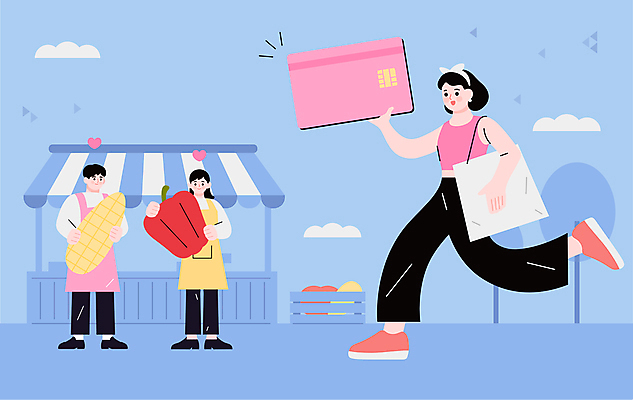 전신 나무 구름 여자 남자 하늘색 일러스트 파프리카 옥수수 들기 성인 세명 달리기 쇼핑백 앞치마 신용카드 시장 사회이슈 자영업 가판대 긴급재난지원 정부정책 성인만 소상공인 지역화폐 코로나바이러스 긴급재난지원금 포스트코로나 지역경제 델타변이바이러스 지원금 위드코로나 국내일러스트 AI파일 자연요소 식물 직업 컨셉 돈 채소 가방 비즈니스 모션 곡류 사람 금융 경제 파란색 바이러스 상인 정책 지원 파일형식 벡터