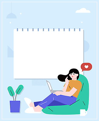 전신 여자 화분 하늘색 말풍선 일러스트 프레임 한명 들기 앉기 성인 노트북 기댐 머그컵 하트 스케치북 소셜네트워크 좋음 성인여자한명만 빈백 국내일러스트 AI파일 모양 1 생활용품 컨셉 모션 학용품 사람 컵 파란색 전자제품 여자한명만 성인여자만 파일형식 벡터