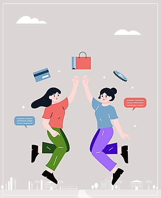 전신 구름 여자 말풍선 일러스트 성인 두명 쇼핑백 점프 동전 기쁨 회색 도시 신용카드 사회이슈 하이파이브 긴급재난지원 성인여자만 지역화폐 코로나바이러스 긴급재난지원금 포스트코로나 델타변이바이러스 지원금 위드코로나 국내일러스트 AI파일 자연요소 감정 컬러 컨셉 돈 가방 모션 사람 손짓 금융 바이러스 정부정책 지원 여자만 성인만 파일형식 벡터
