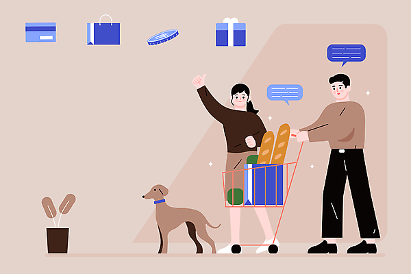 전신 한마리 여자 남자 화분 반려견 말풍선 일러스트 서기 성인 두명 선물상자 반려동물 쇼핑 쇼핑백 갈색 동전 쇼핑카 잡기 최고 신용카드 강아지 바게트 사회이슈 긴급재난지원 성인만 지역화폐 코로나바이러스 긴급재난지원금 포스트코로나 델타변이바이러스 지원금 위드코로나 국내일러스트 AI파일 동물 1 빵 컬러 컨셉 돈 가방 모션 선물 사람 금융 상자 카트 바이러스 개 정부정책 지원 파일형식 벡터