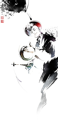 PSD 남자 일러스트 캘리그라피 붓터치 한명 미소 들기 상반신 성인 한복 풍물놀이 사물놀이 동양화 전통무용 번짐 낙관 꽹과리 상모 율동 성인남자한명만 국내일러스트 1 한국전통 전통 모션 타악기 표정 국악기 국악 미술 사람 전통놀이 춤 전통의상 전통공연 남자한명만 성인남자만 파일형식 효과