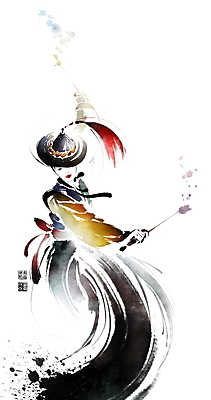 PSD 모자 여자 일러스트 캘리그라피 붓터치 한명 들기 상반신 성인 칼 한복 동양화 전통무용 저고리 번짐 낙관 한국무용 율동 칼춤 성인여자한명만 국내일러스트 1 한국전통 전통 잡화 모션 미술 사람 춤 전통의상 여자한명만 성인여자만 파일형식 효과