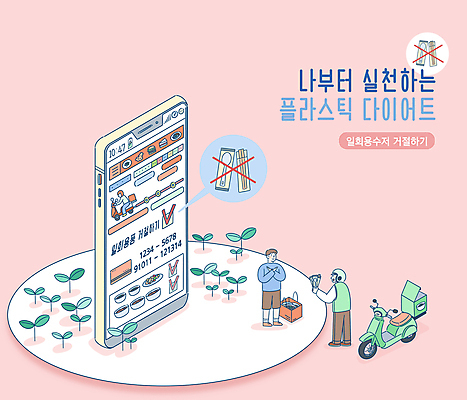 전신 PSD 남자 분홍색 말풍선 일러스트 수저 서기 들기 성인 타이포그라피 두명 스마트폰 자연보호 오토바이 어플리케이션 X 일회용 거절 배달음식 성인남자만 제로웨이스트 노플라스틱 국내일러스트 문자 식기 알파벳 음식 컬러 컨셉 모션 자연 사람 핸드폰 스마트기기 그린캠페인 바이크 보호 사회이슈 배달 남자만 성인만 파일형식