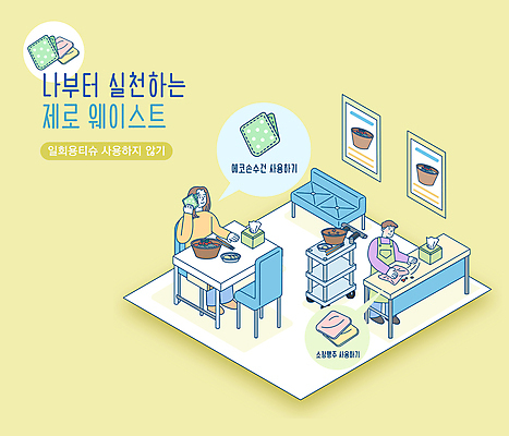 전신 그릇 여자 남자 말풍선 의자 일러스트 탁자 서기 앉기 성인 타이포그라피 두명 소파 노란색 자연보호 식당 손수건 닦기 서빙카트 행주 성인만 제로웨이스트 국내일러스트 AI파일 문자 식기 컬러 가구 모션 자연 사람 상점 그린캠페인 카트 보호 청소도구 사회이슈 파일형식 벡터