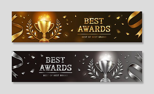 리본 일러스트 흑백 타이포그라피 사람없음 세트 검은색 금색 최고 수상_상을받음 트로피 꽃가루 시상식 월계수 국내일러스트 AI파일 문자 컬러 촬영기법 가루 상_우승 파일형식 벡터