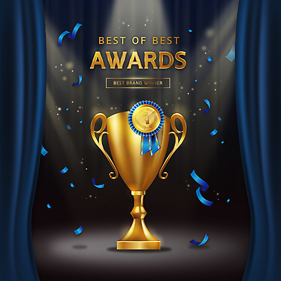 리본 일러스트 타이포그라피 사람없음 파란색 최고 커튼 수상_상을받음 상패 트로피 메달 꽃가루 시상식 국내일러스트 AI파일 문자 컬러 가루 상_우승 상_상패 파일형식 벡터