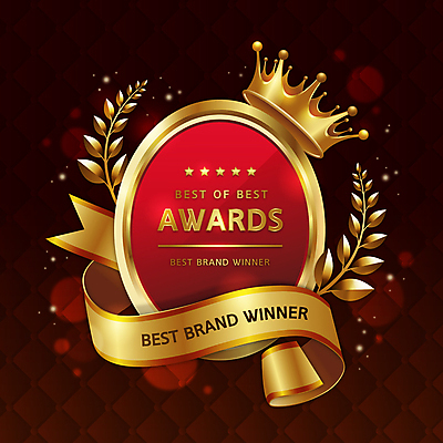 리본 일러스트 왕관 타이포그라피 사람없음 갈색 금색 최고 수상_상을받음 상패 빛망울 시상식 월계수 국내일러스트 AI파일 문자 컬러 빛 상_우승 파일형식 벡터