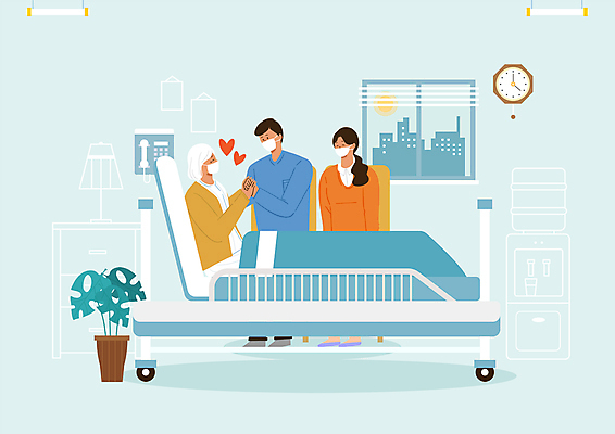 전신 PSD 식물 여자 노년 남자 화분 할머니 시계 하늘색 일러스트 창문 병원 마스크 앉기 상반신 성인 세명 손잡기 하트 침대 요양원 병문안 병원침대 코로나바이러스 포스트코로나 백신접종 백신인센티브 위드코로나 국내일러스트 모양 가구 의학 모션 사람 파란색 바이러스 사회이슈 백신 접종 파일형식 혜택